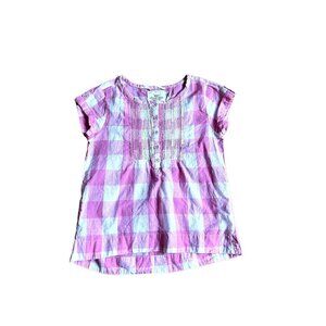 NWT H&M Girls Short Sleeve Pink & White Gingham Top 8